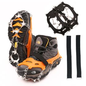 Factory supplied outdoor snow climbing tpe material 19 tooth stainless steel anti-skid shoe cover 19 tooth ice claw (Number Of Teeth: 19 Teeth M, Colour: Black)